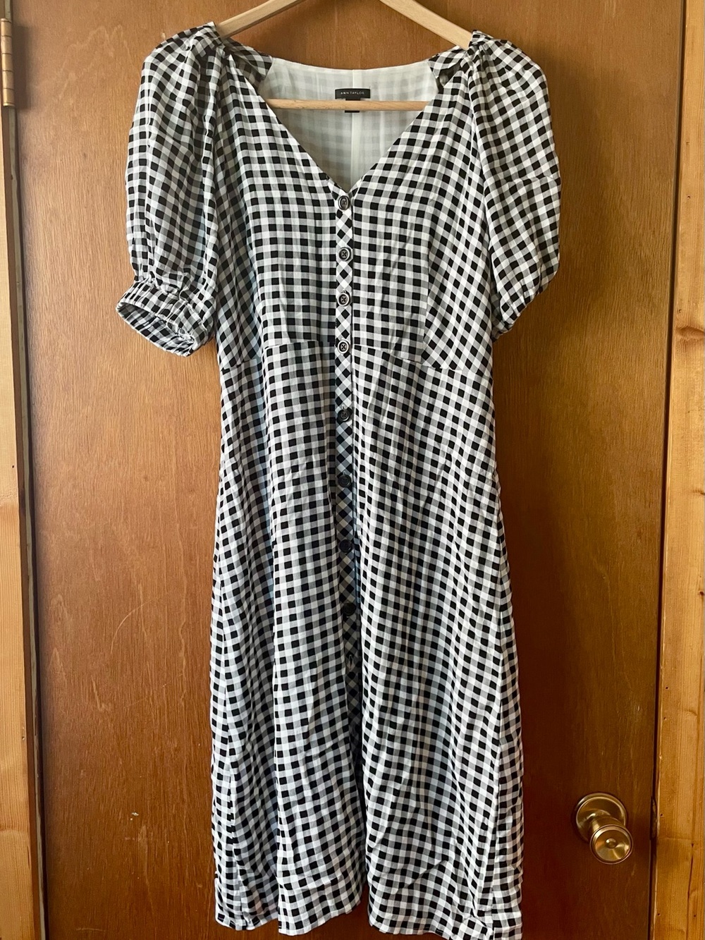 Vintage Ann Taylor Black and White Gingham Midi Dress